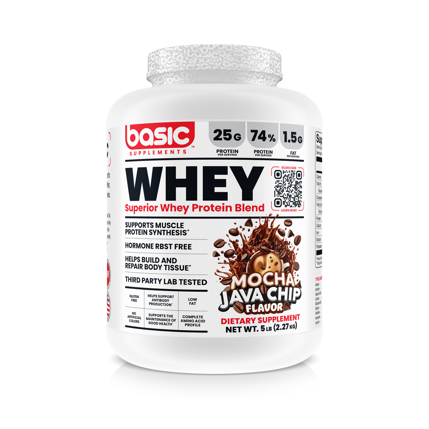 Basic Supplements Whey Protein Blend 5 lb - Mocha Java Chip